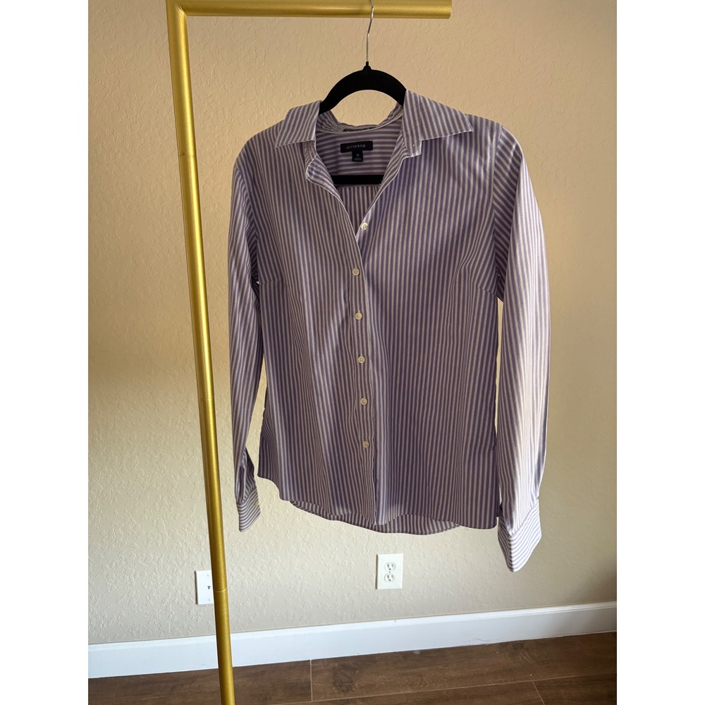 Lands End Womens Shirt Striped Button‎ Down Shirt Long Sleeve Size 10